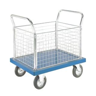 Platform trolley COLOUR, 4 sides, 600x1000 mm, blue