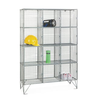 Mesh locker, 12 comps, with doors, 1360x915x457 mm