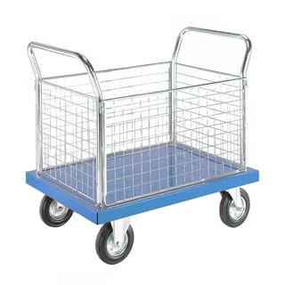 Platform trolley COLOUR, 4 sides, 800x1200 mm, blue