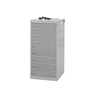 Charging laptop cabinet, 8 doors, 1000x500x500 mm, grey
