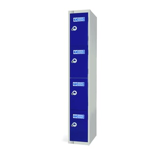 PPE locker, 4 doors, 1800x300x450 mm, dark blue