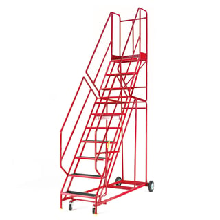 Mobile steps STEPTEK, 10 treads, H 2500 mm, anti-slip