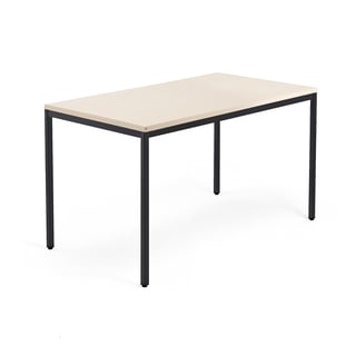 Bureau QBUS, 1400 x 800 mm, 4-pootsframe, zwart frame, berken