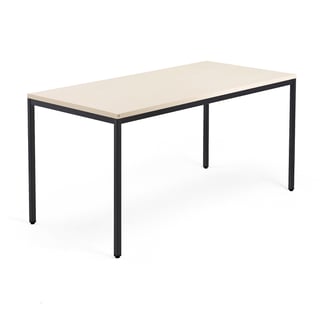 Vergadertafel QBUS, 1600 x 800 mm, frame met 4 poten, zwart frame, berken