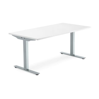Kancelársky pracovný stôl MODULUS, T-rám, 1600x800 mm, biela/strieborná