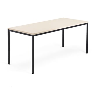 Bureau QBUS, 1800 x 800 mm, 4-pootsframe, zwart frame, berken