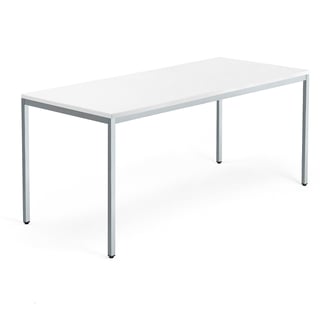 Galds QBUS, 4 kāju rāmis, 1800x800 mm, sudrabkrāsas rāmis, balts