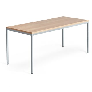 Desk QBUS, 1800x800 mm, 4-leg frame, silver frame, oak