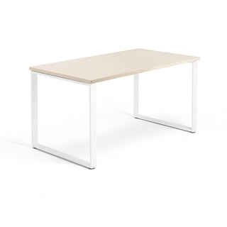 Stalas QBUS, O-koja, 1400x800mm, balta, beržas