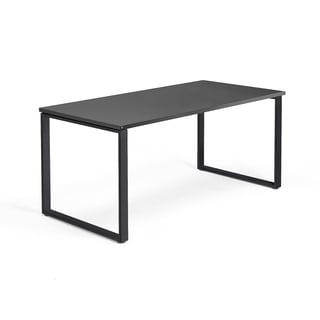 Bureau QBUS, 1600 x 800 mm, O-frame, zwart frame, zwart