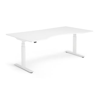 Standing desk MODULUS, wave, 2000x1000 mm, white frame, white