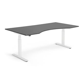 Standing desk MODULUS, wave, 2000x1000 mm, white frame, black