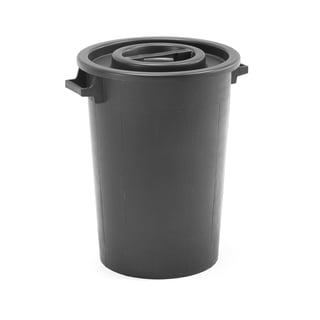 Plasttunna BENJAMIN med lock, 75 liter, svart