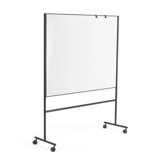 Mobil whiteboardtavle EMMA, dobbeltsidet, sort stel, 1500x1200 mm