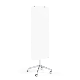 Mobile glass writing board STELLA with rounded corners, white