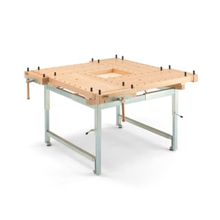 4 person carpenter's workbench with hydraulic frame, 1300x1300 mm, beech