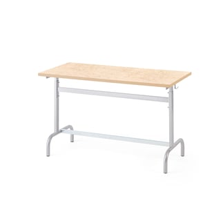 School desk 184, silver, beige linoleum