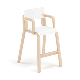 Tall children's chair DANTE with armrests, H 500 mm, birch, white laminate