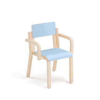 Children's chair DANTE with armrests, H 350 mm, birch, blue laminate