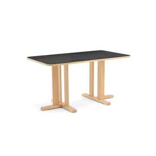 Table KUPOL, rectangular, 1400x800x720 mm, dark grey linoleum, birch