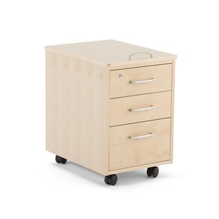 Mobile pedestal, 3 drawers, 600x400x540 mm, birch veneer