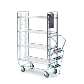 Picking trolley COMMUTE, 200 kg load, 4 shelves, 1020x460x1585 mm