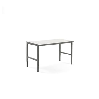 Worktable CARGO, 1600x750 mm, white laminate top, grey frame