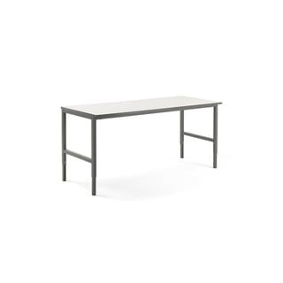 Worktable CARGO, 2000x750 mm, white laminate top, grey frame