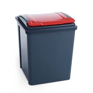 Recycling bin, 390x400x510 mm, 50 L, red lid