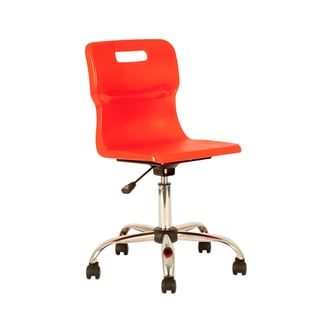 Plastic swivel chair, ages 11+, 465-555 mm, red, castors