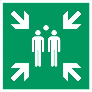 Evacuation assembly point sign, adhesive polyester, 200x200 mm