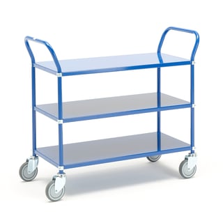 Zwaarlasttafelwagen TRANSIT, 3 planken, 900 x 440 mm, blauw