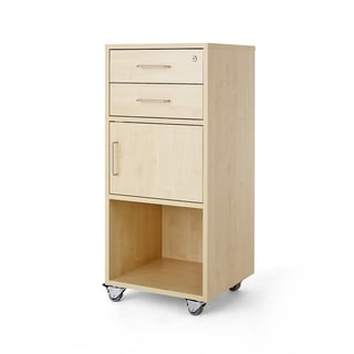 Mobiele lessenaar met twee laden en kast, 460 x 450 x 1045 mm, berken