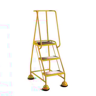 Mobile steps, anti-slip, 3 treads, H 762 mm, yellow