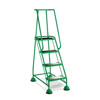 Mobile steps, rubber, 4 treads, H 1016 mm, green