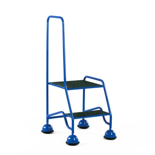 GRP mobile steps, 2 treads, single handrail, H 508 mm, blue