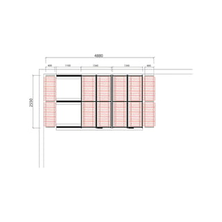 Posuvné regály na pneumatiky - sestava, cca 12,5 m², 180 pneu, 4880x2550 mm