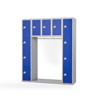 Archway locker, 11 doors, 1800x1500x450 mm, dark blue