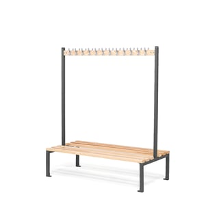 Double bench + hook rail ELITE, 24 hooks, 1500x760x1800 mm, dark grey