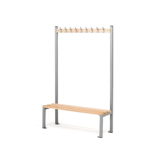 Bench + hook rail ELITE, 9 hooks, 1200x400x1800 mm, dark grey