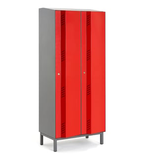 Metalen lockers CREATE: ENERGY, 2 modules, 1985 x 800 x 500 mm, rood, incl. poten