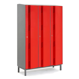 Metalen lockers CREATE: ENERGY, 3 modules, 1985 x 1200 x 500 mm, rood, incl. poten