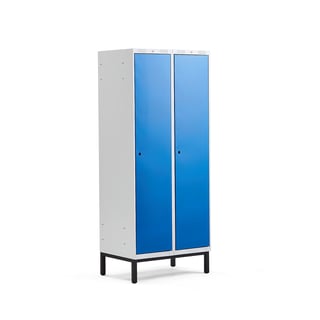 Spind CLASSIC mit Beingestell, 2 Module, 1940 x 800 x 550 mm, blau