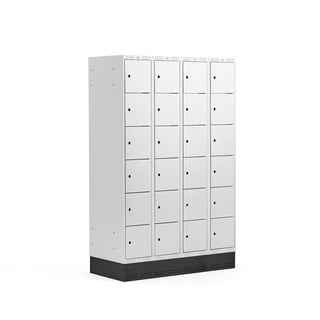 Schließfachschrank CLASSIC mit Sockel, 4 Module/6 Türen, 1890 x 1200 x 550 mm, grau