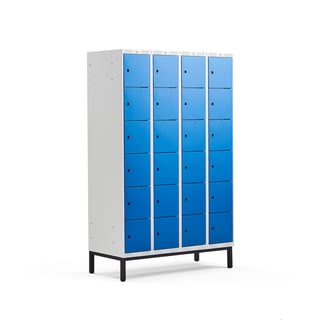 Schließfachschrank CLASSIC mit Beingestell, 4 Module/6 Türen, 1940 x 1200 x 550 mm, blau