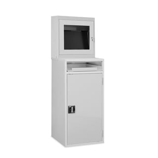 Industrial computer workstation, 1580x600x450 mm, light grey