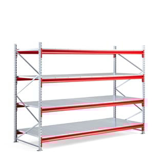 Sistem polica širokog raspona "TOUGH", osnovna jedinica, 2000x2700x1000 mm, 4 čelične police