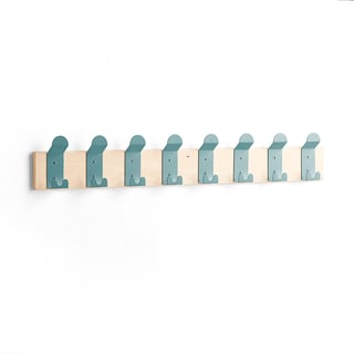 Coat hanging rail ANNIE, 8 hooks, turquoise