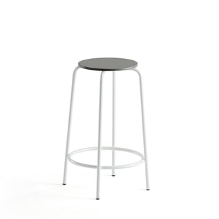 Barstol TIMMY, hvitt stativ, mørk grått sete, H630 mm