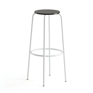 Bar stool TIMMY, white frame, black seat, H 830 mm